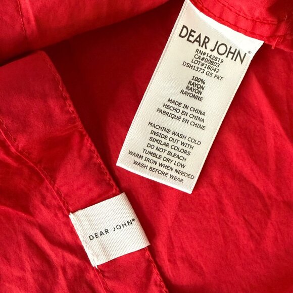 Dear John Womens Red Long Sleeve Button-Up Blouse With Floral Crochet Design Siz - Picture 5 of 5